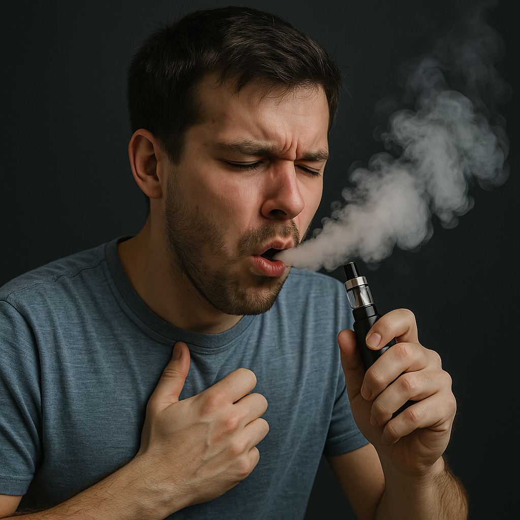 Homem jovem fumando cigarro eletrônico
