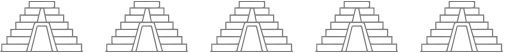 Five triangular shapes, each resembling a stone archway with a series of diminishing blocks.