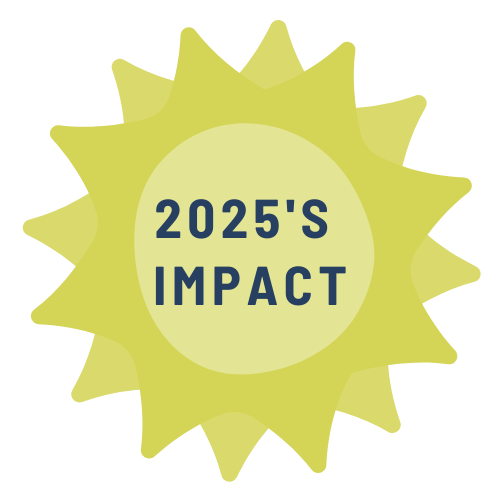 A yellow sun with the words `` 2024 's impact '' written inside of it.