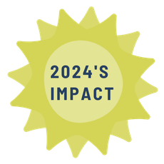 A yellow sun with the words `` 2024 's impact '' written inside of it.