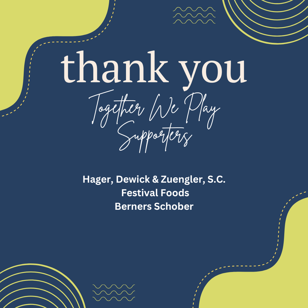 A blue and yellow poster that says thank you to our supporters