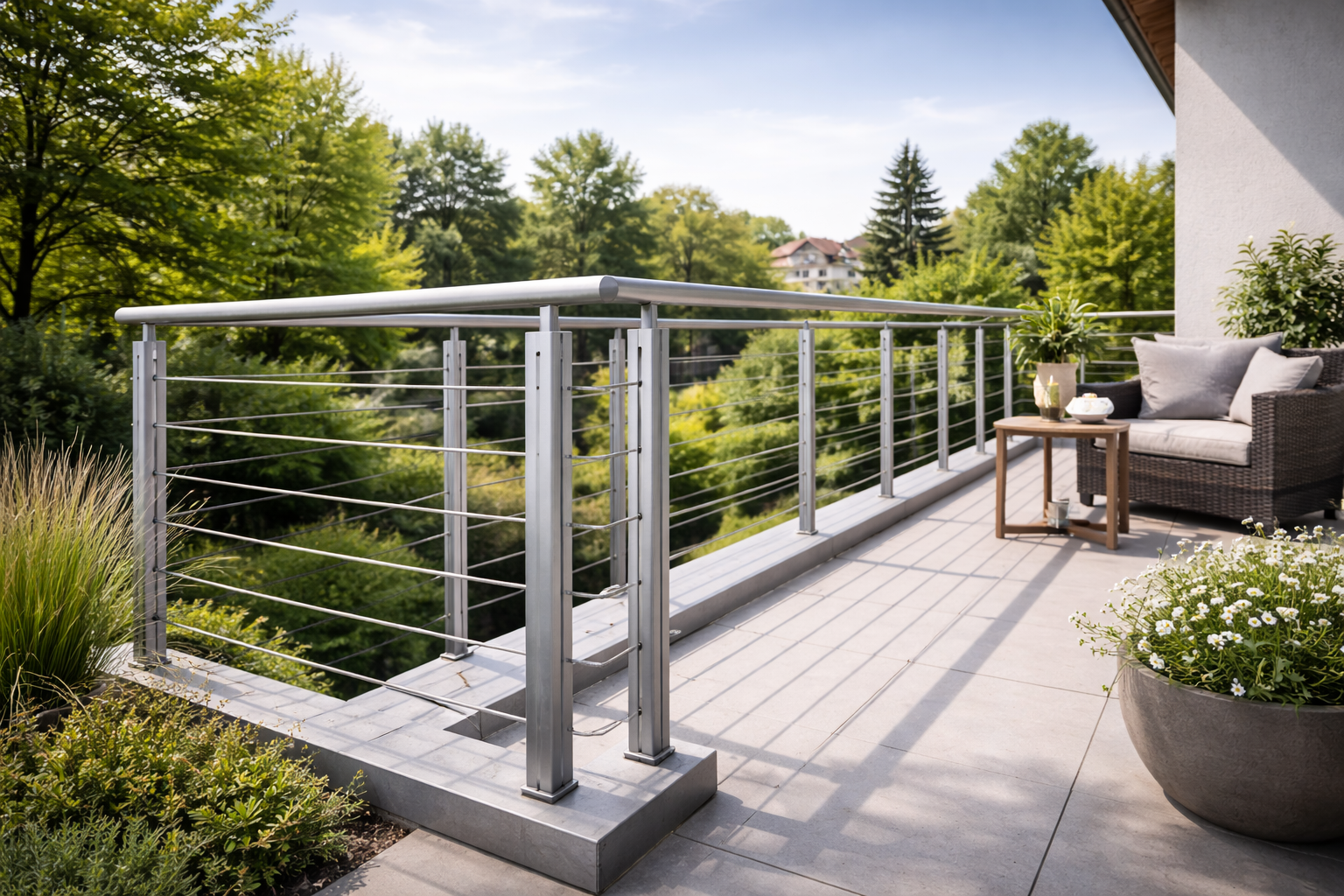 Tenda da sole a strisce retrattile sopra una finestra di una casa.