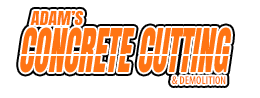 A logo for adam 's concrete cutting and demolition