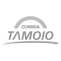 Um logotipo preto e branco para corrida tamoio em um fundo branco.
