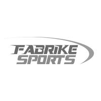 Um logotipo preto e branco para a Fabrike Sports em um fundo branco.