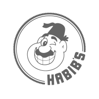 Um logotipo em preto e branco para um restaurante chamado habib's.