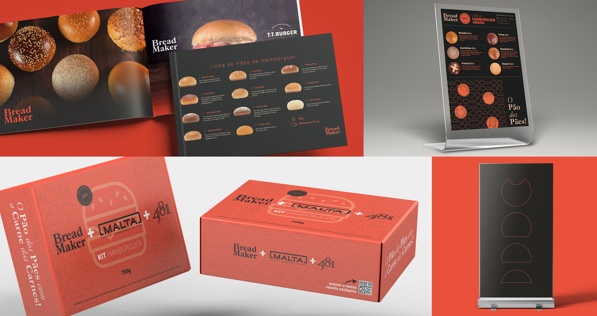 Um homem está comendo um hambúrguer em uma colagem de fotos.