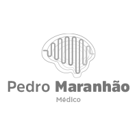 A logo for pedro maranhão medico with a brain on it.