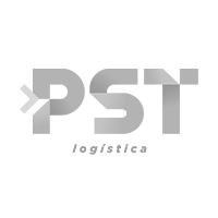 Um logotipo cinza para pst logisticsa em um fundo branco.