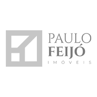 Paulo feijo imoveis logo in black and white