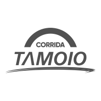 Um logotipo preto e branco para corrida tamoio em um fundo branco.