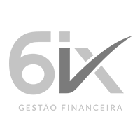 A black and white logo for a company called 6ix gestão financeira