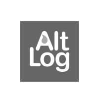 O logotipo do alt log está em um quadrado em um fundo branco.