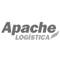 Um logotipo preto e branco para apache logisticsa com uma pena.