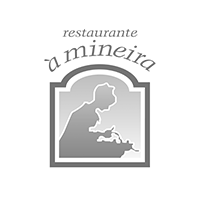 Um logotipo em preto e branco para um restaurante chamado mineira.