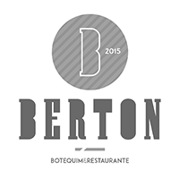 Um logotipo em preto e branco para um restaurante chamado berton