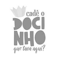 Um logotipo em preto e branco para uma empresa chamada cadé o doci nho.