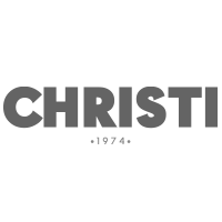 Um logotipo preto e branco para christi 1974 em um fundo branco.