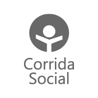O logotipo social da corrida é um logotipo cinza e branco com uma pessoa em um círculo.