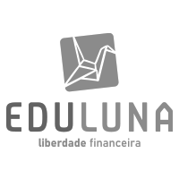Um logotipo para uma empresa chamada eduluna com um pássaro de origami em um quadrado.