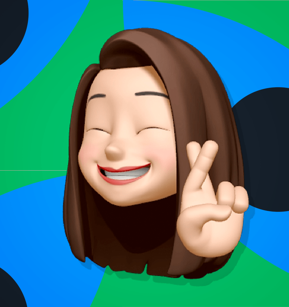 Uma mulher de desenho animado está sorrindo e fazendo um sinal de paz