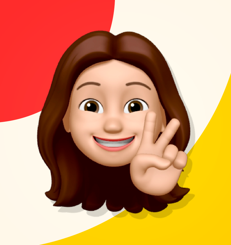 Uma mulher de desenho animado está sorrindo e fazendo um sinal de paz.