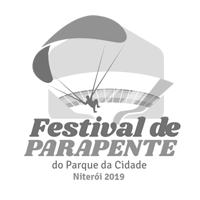 A black and white logo for festival de parapente do parque da cidade