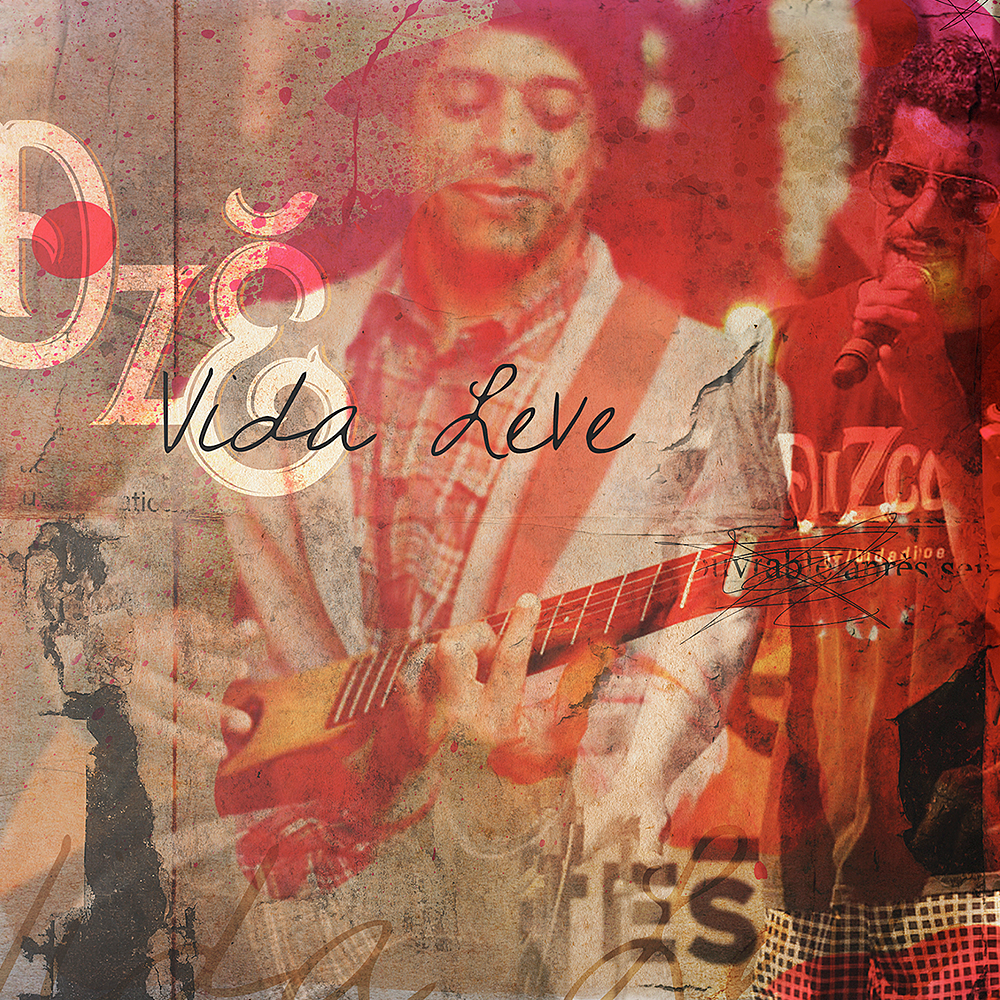 Um homem tocando violão e cantando em um microfone com as palavras vida leve na parte inferior