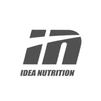Um logotipo preto e branco para a Idea Nutrition em um fundo branco.