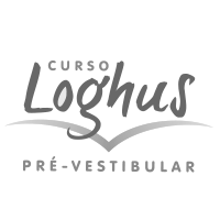 O logotipo do curso loghus pré-vestibular é preto e branco.