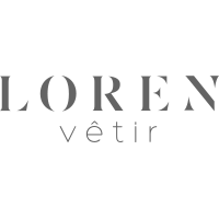 O logotipo da loren vetir é um logotipo preto e branco em um fundo branco.
