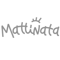 O logotipo da mattinata é cinza e tem uma coroa.