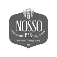 Um logotipo em preto e branco para um bar chamado nosso bar