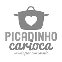 A black and white logo for a restaurant called picadinho carioca.