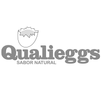 Um logotipo em preto e branco para a qualeggs, uma empresa que vende ovos.