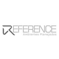 A black and white logo for reference ambientes planejados.