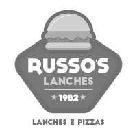 Um logotipo preto e branco para os lanches do russo
