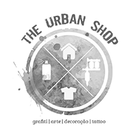 Um logotipo em preto e branco para a loja urbana, uma loja de tatuagem.
