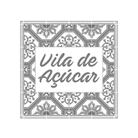 Um azulejo preto e branco com as palavras vila de açúcar nele.