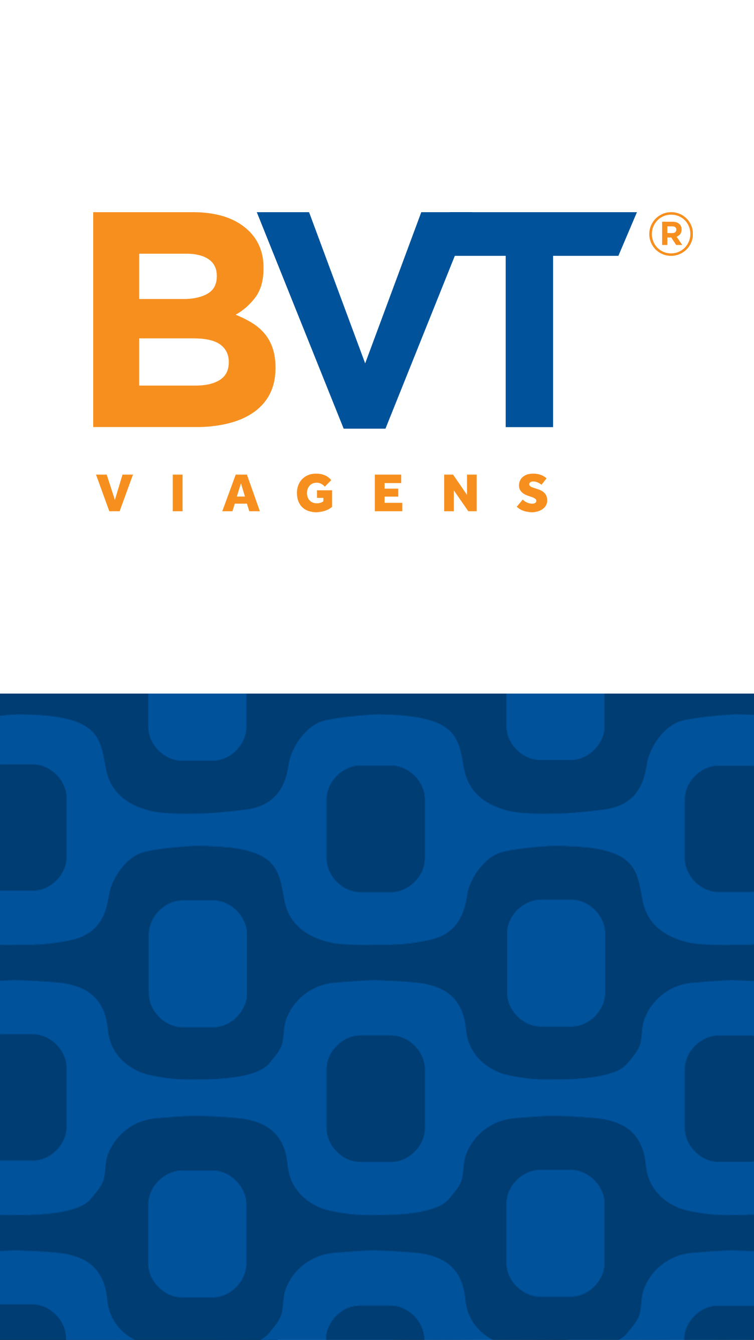 Um logotipo azul e branco para bvt viagens