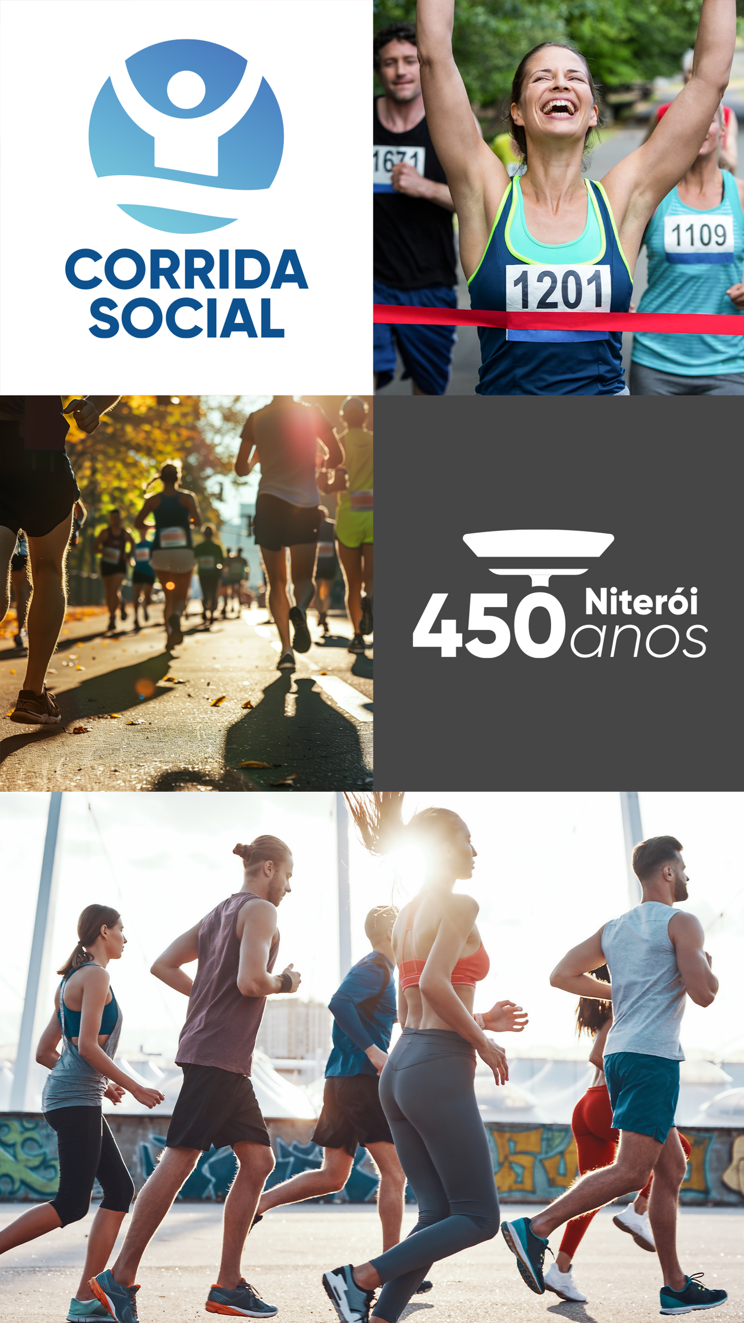 Um grupo de pessoas está correndo em uma corrida patrocinada pela corrida social