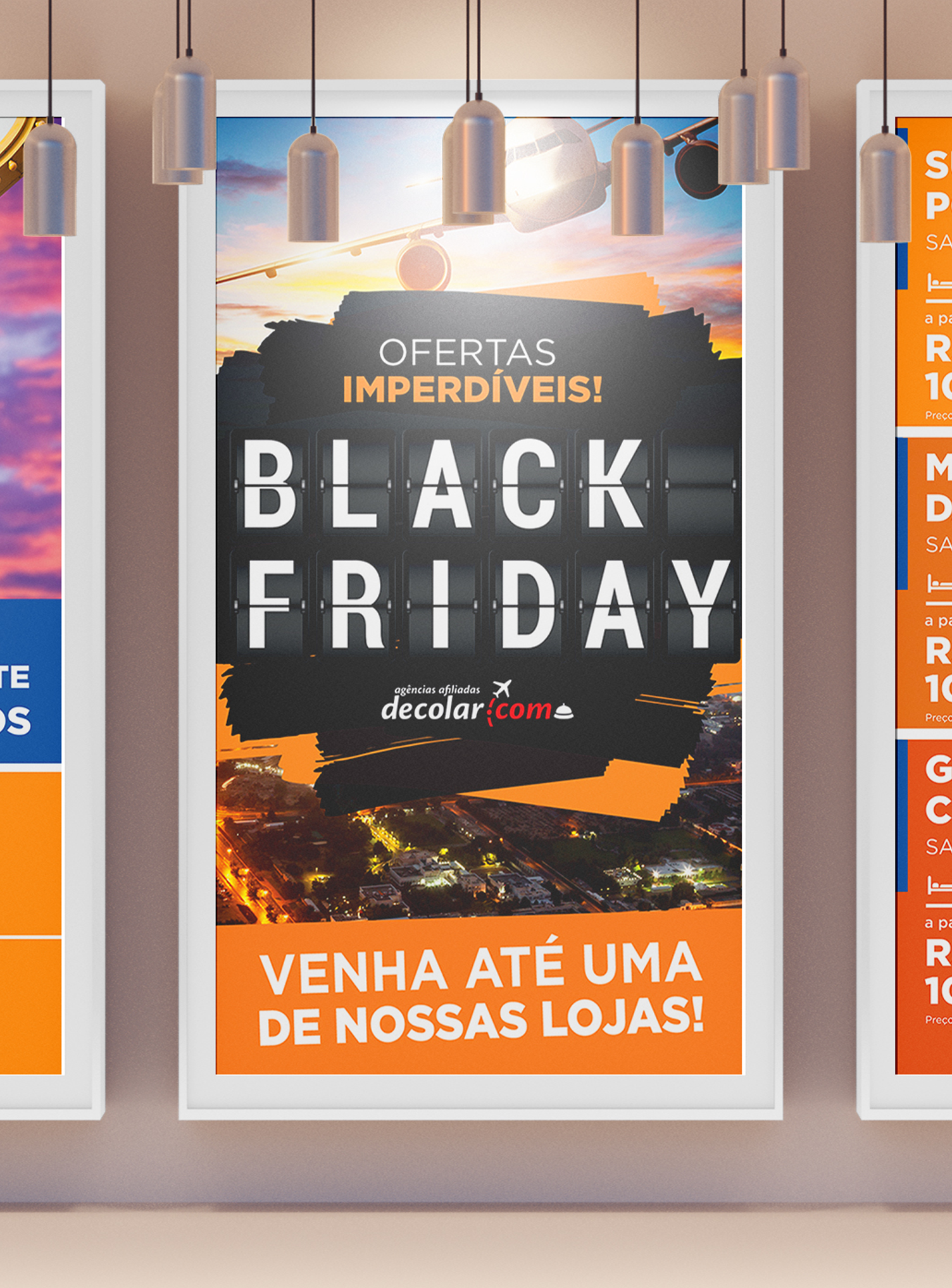 Um pôster da black friday está pendurado na parede