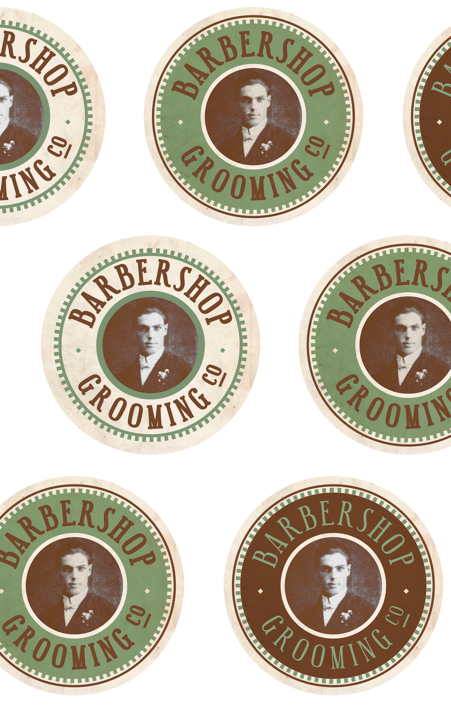 O logotipo de uma barbearia com a foto de um homem de smoking