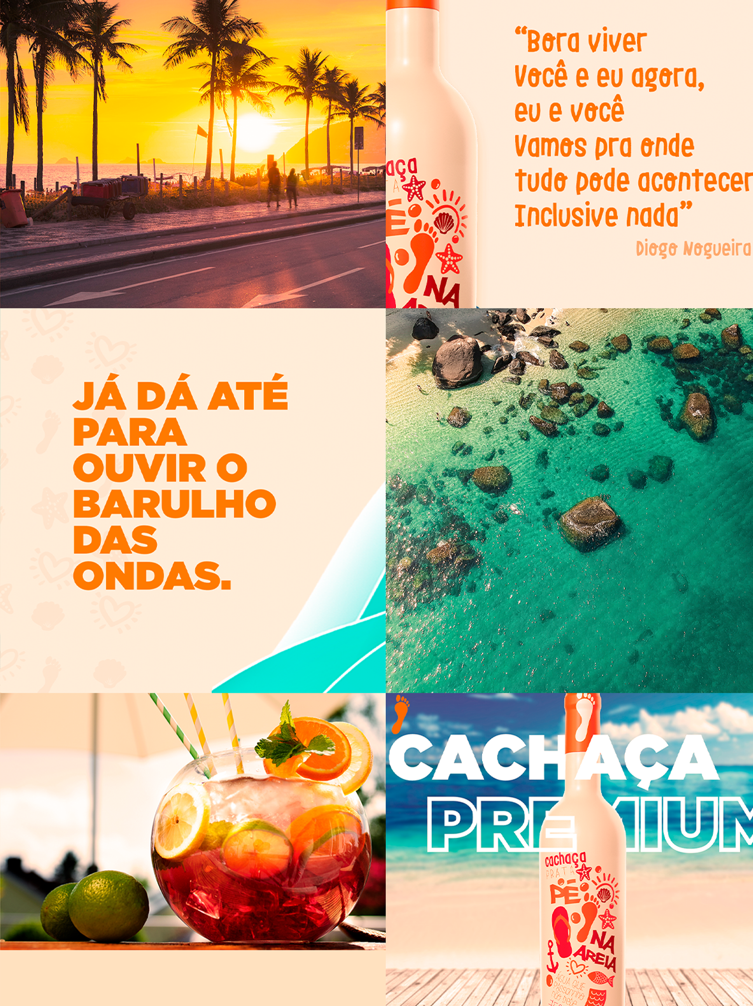 Um conjunto de pegadas com as palavras na areia