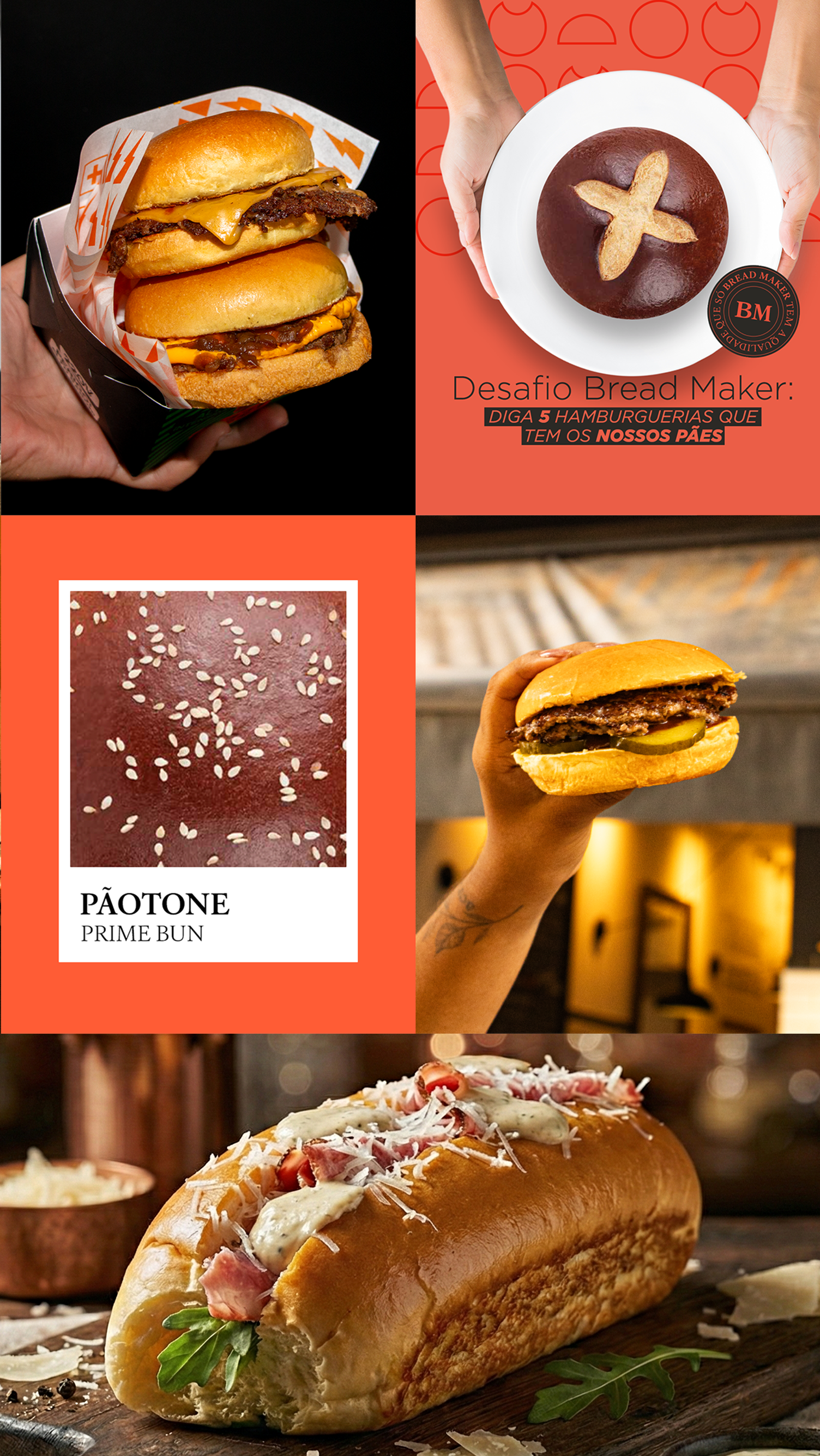 Um homem está segurando um hambúrguer na frente de uma multidão de pessoas.