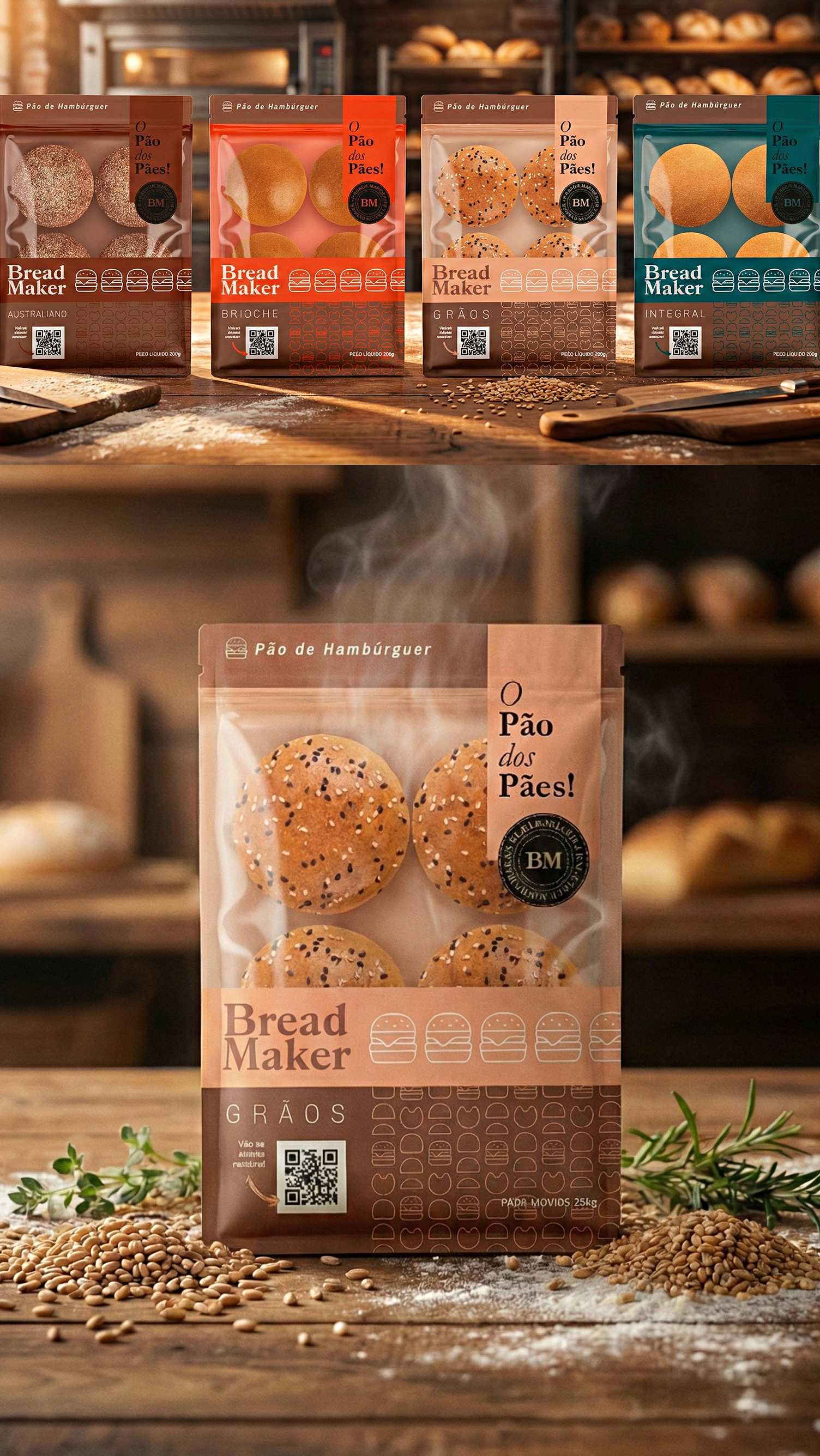 Um homem está segurando um hambúrguer na frente de uma multidão de pessoas.