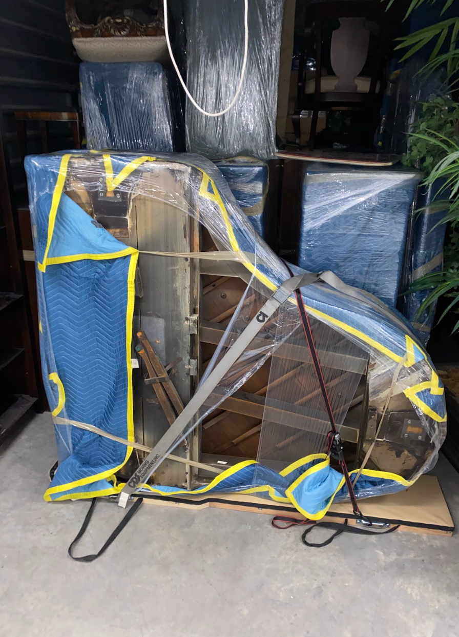 Woman in dark green uniform smiles, holding papers, amidst indoor plants.