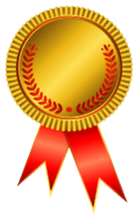 美味雞肉店 | 雞雞家 | 桃園 - 品味極致美味的雞肉料理|金質獎牌，搭配紅色絛帶。