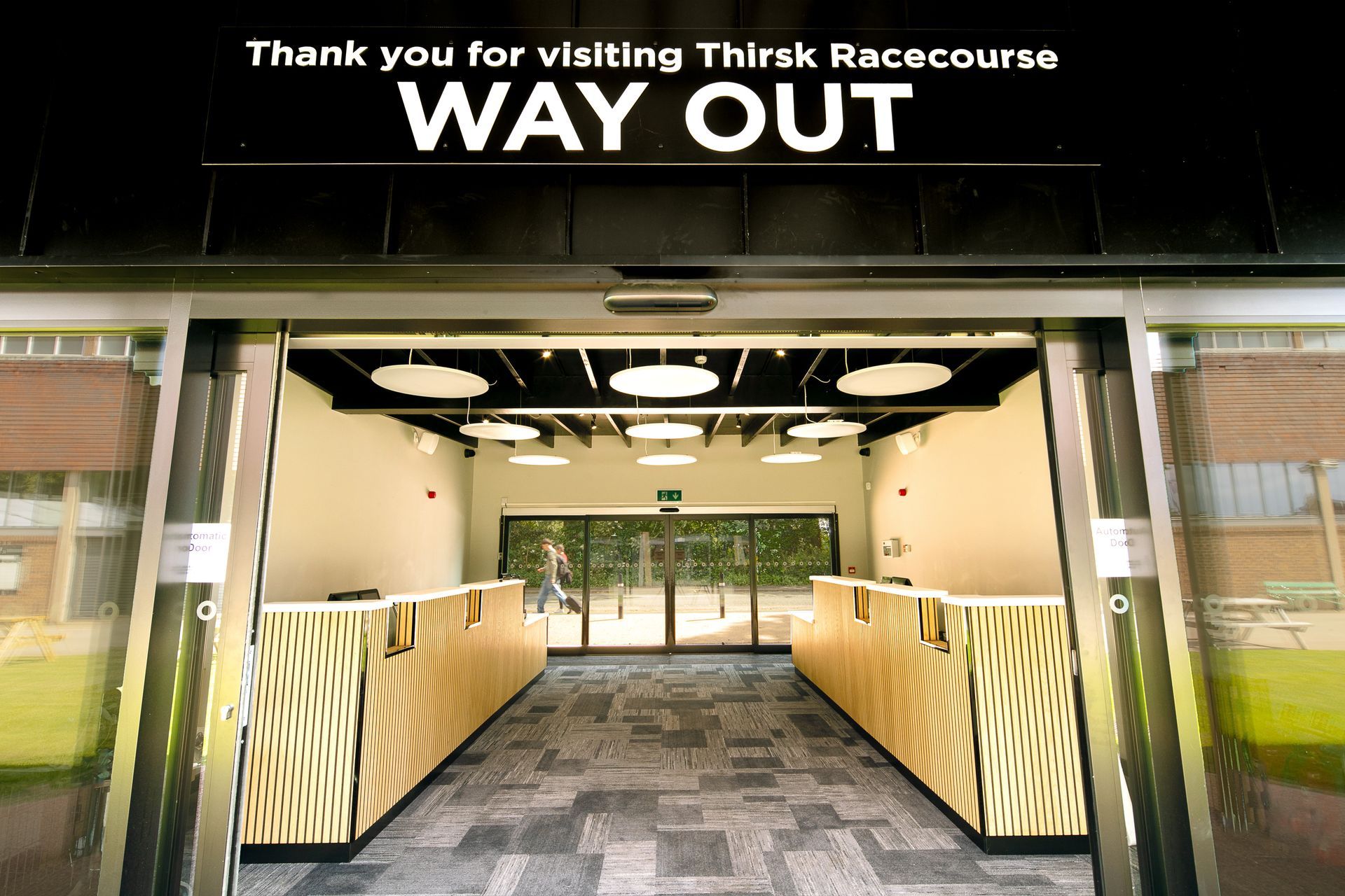 A sign that says thank you for visiting thirsk racecourse