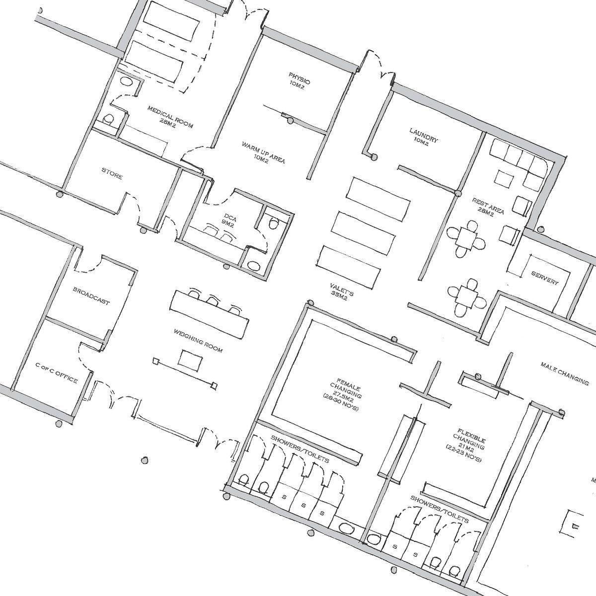 A black and white floor plan of a building
